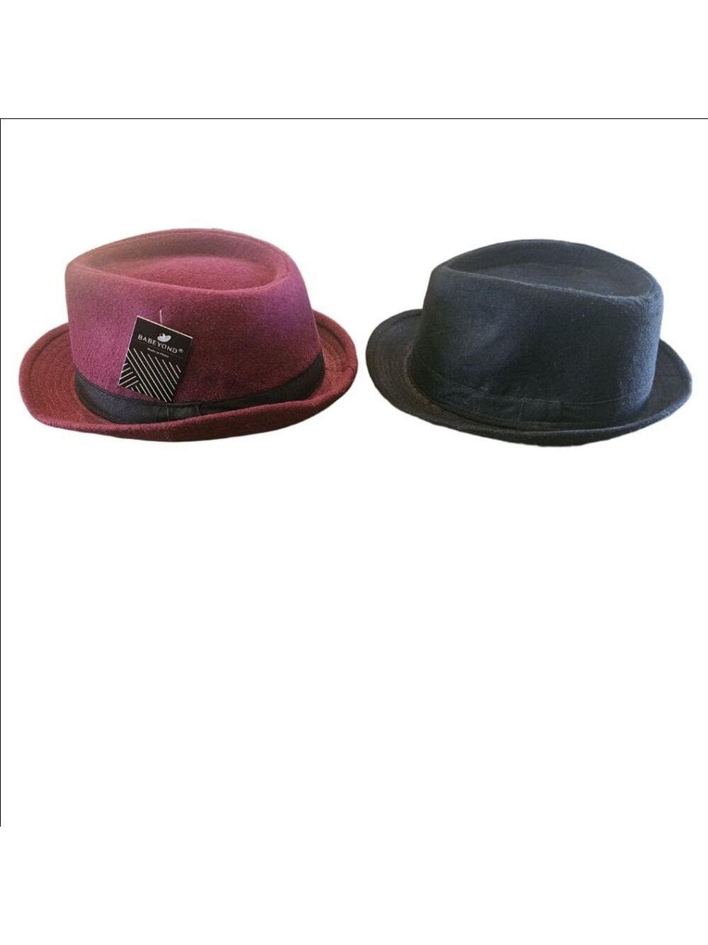 Men's BABEYOND Burgundy & Simplicity Black 1920s Panama Felt Fedora Hats OS